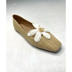 Katy Perry The Evie Daisy Flat Natural Wicker Ballet Flats Size 9.5